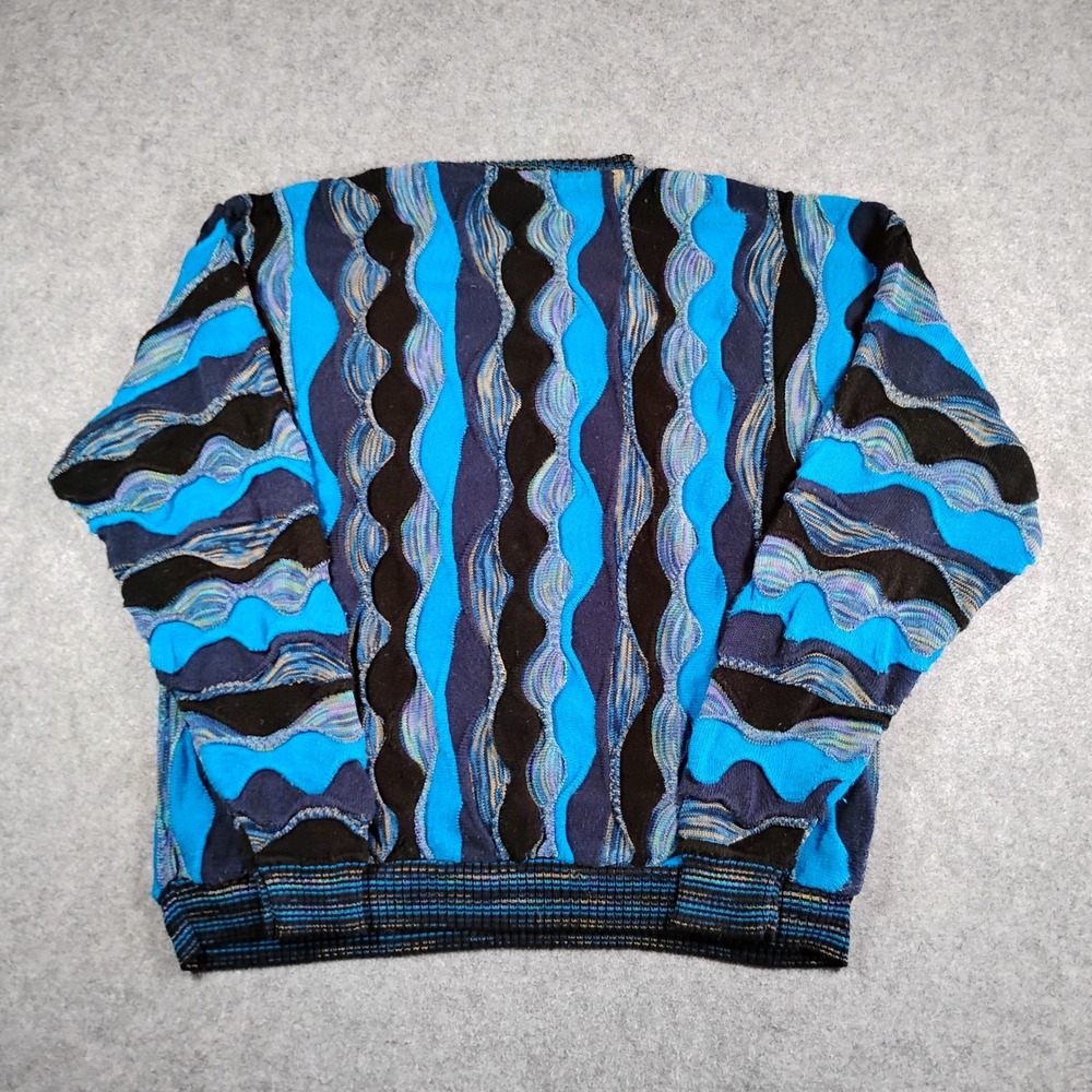 TravelSmith Mens XXL Blue Black 3D Textured Knit Sweater Made in USA - Picture 8 of 10